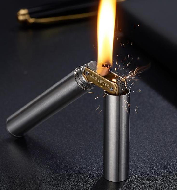 Retro Brass Flint Kerosene Lighter Nunchaku Free Fire Grinding Wheel Gasoline Lighter Metal Cigarette Lighter