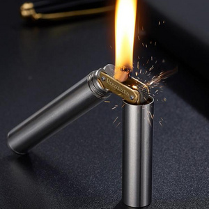 Retro Brass Flint Kerosene Lighter Nunchaku Free Fire Grinding Wheel Gasoline Lighter Metal Cigarette Lighter