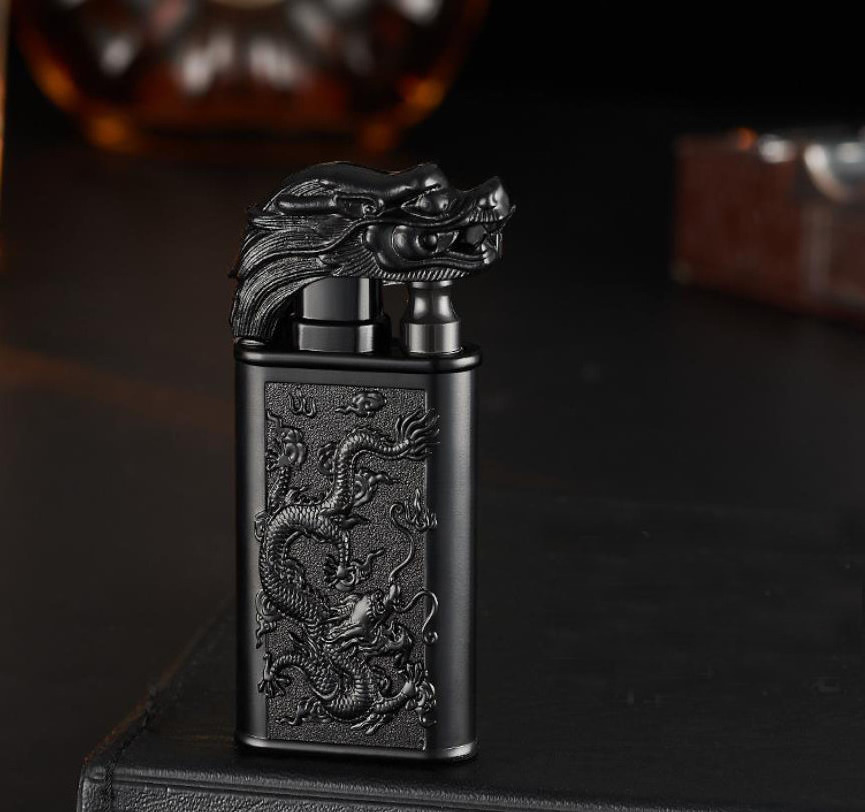 Crocodile/Dragon  3D print Lighter Embossed Double Fire Butane Gas Cigarette lighter