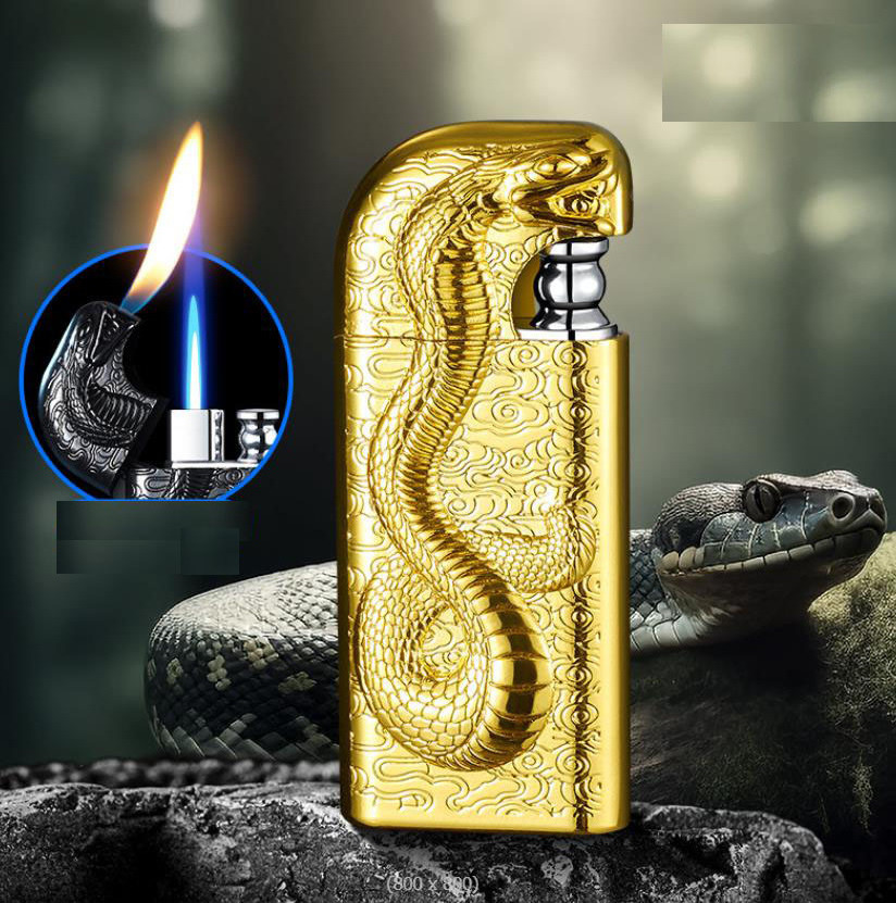 3D Snake Double Fire Lighter Snake Breath Dual Flame Lighter Refillable Cigarette Jet Flame Lighter