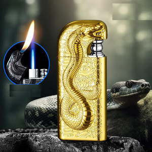 3D Snake Double Fire Lighter Snake Breath Dual Flame Lighter Refillable Cigarette Jet Flame Lighter