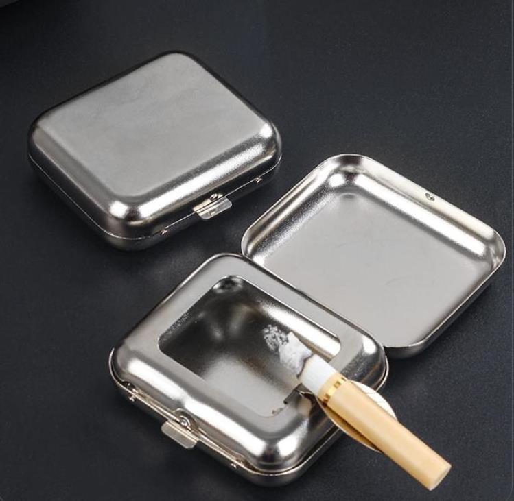 Car ashtray Creative Pocket Travel Rectangle Box Ashtray Stainless Steel Cigarette Ashtray