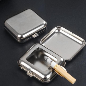 Car ashtray Creative Pocket Travel Rectangle Box Ashtray Stainless Steel Cigarette Ashtray