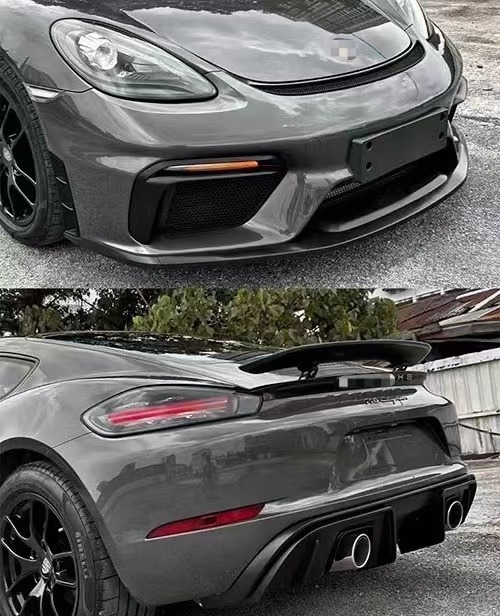 Gt4 Style Body Kits For Porsche 718 Cayman Boxster Front Bumper Rear Diffuser Exhaust Body Kit