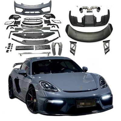 Gt4 Style Body Kits For Porsche 718 Cayman Boxster Front Bumper Rear Diffuser Exhaust Body Kit