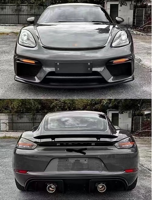 Gt4 Style Body Kits For Porsche 718 Cayman Boxster Front Bumper Rear Diffuser Exhaust Body Kit