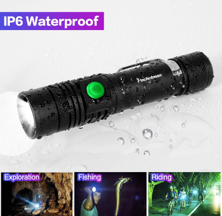 Rechargeable Led Flashlight Aluminium Alloy USB led Torch 1000 Lumen Tactical Flashlight for Camping