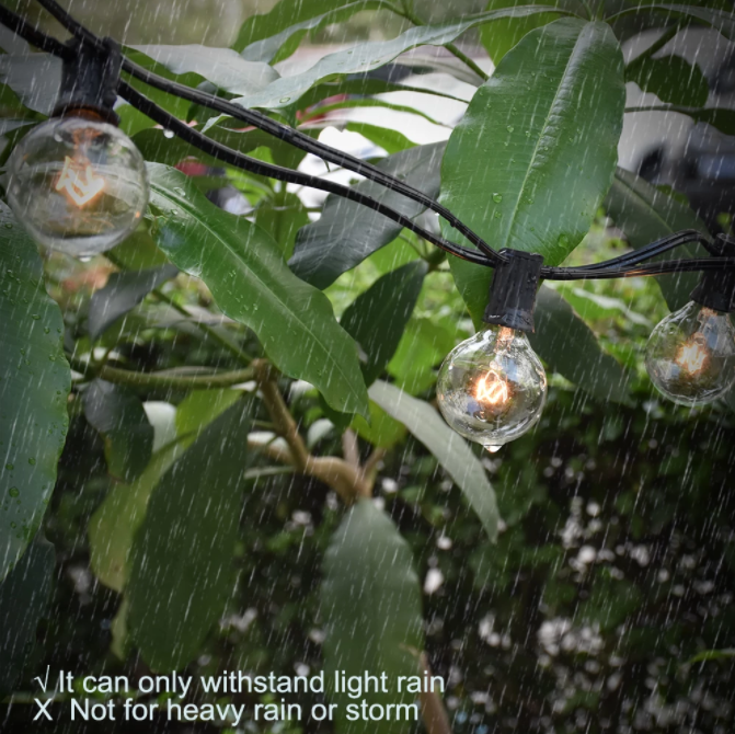 Outdoor Waterproof String Lights G40 Globe Patio Lights Bulbs with 27 Edison Glass for Decoration Christmas 25 50 Feet IP65 100