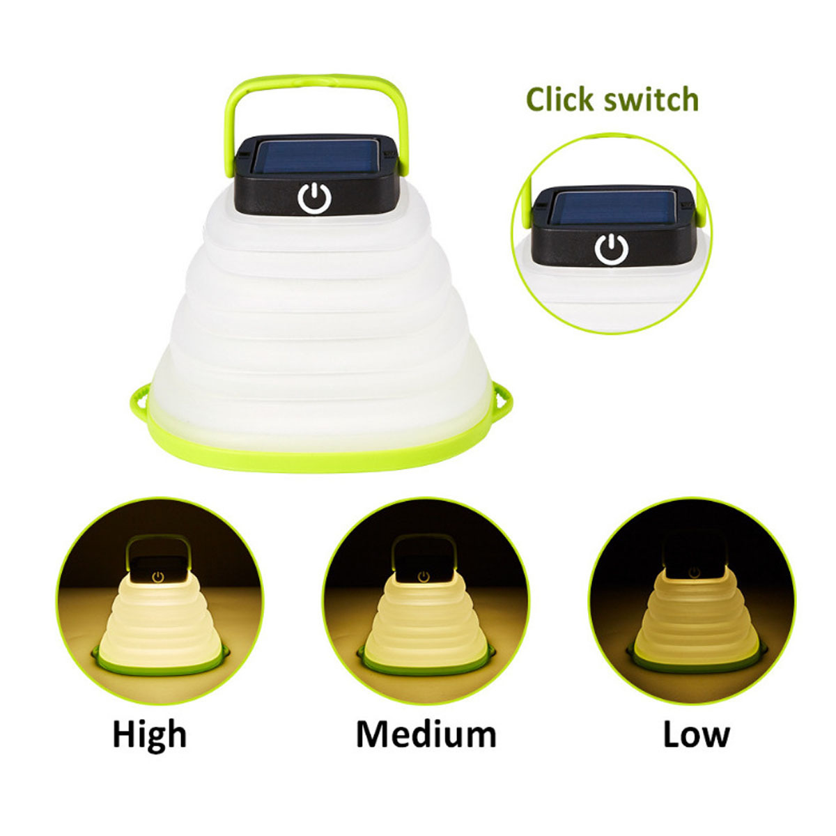 Solar Portable Led Camping Lantern Lights Outdoor Rechargeable Emergency Waterproof Light Collapsible Flashlight Hiking Tent