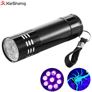 9 LED UV Flashlight Aluminium Blacklight Torch Light Purple Light AAA Camping 50 Ce 15 Aluminum Alloy Ultra Violet 395nm Black