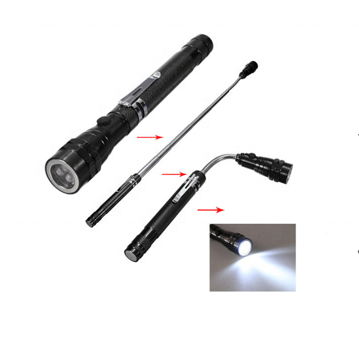 Antenna LED Flashlight Extendable Battery Operated Lights Telescopic Magnetic Base Light Flexible Led Flashlight Camping High