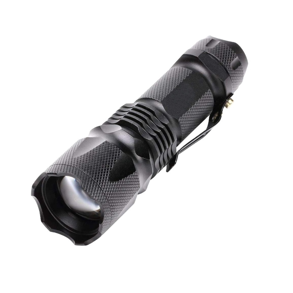 Xml T6 Led Portable Zoomable 5 Modes Adjustable Focus Led 18650 Tactical Flashlight with Hook Black Camping 50 30 3.7V Ni-mh