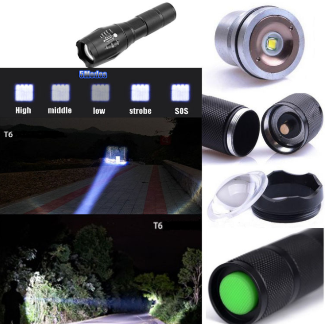 Rechargeable Led Flashlight Torch 18650 Zoomable Powerful Torch Tactical Flashlight Camping Rechargeable Battery DC 12V Li-ion