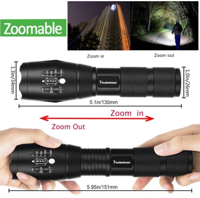 Rechargeable Led Flashlight Torch 18650 Zoomable Powerful Torch Tactical Flashlight Camping Rechargeable Battery DC 12V Li-ion