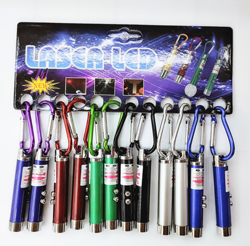 3 in 1 multifunction 6 color Laser Pointer LED Flashlight Mini UV Light Keychain torch