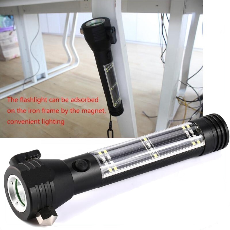 Outdoor Emergency 3W Solar Flashlight 400LM Waterproof Torch Light Rechargeable LED USB Rechargeable Flashlight Black Camping 80