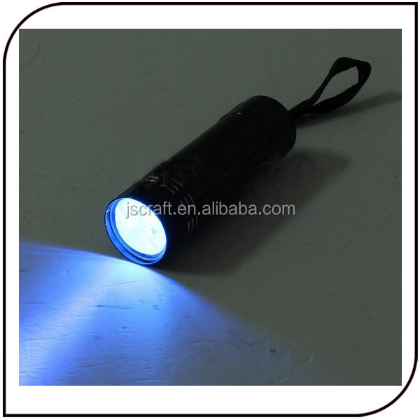 9 LED UV Flashlight Aluminium Blacklight Torch Light Purple Light AAA Camping 50 Ce 15 Aluminum Alloy Ultra Violet 395nm Black