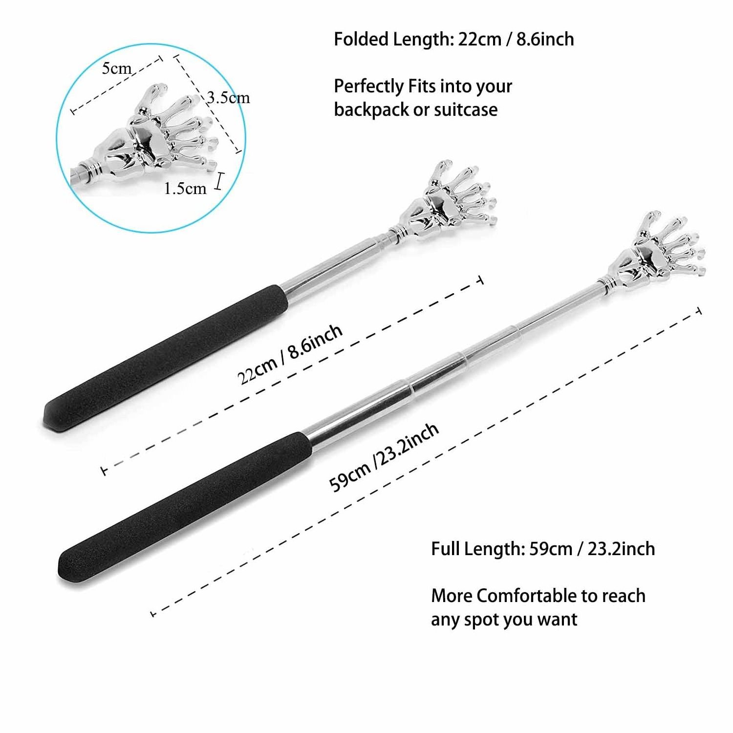 Telescoping Back Scratcher  Portable Extendable Metal Skeleton Hand Back Scratchers  Hand Massager