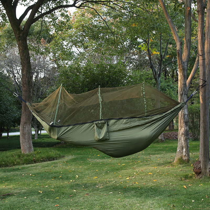 210T parachute nylon lightweight outdoor travel camping hammock with mosquito net and rain fly tarp