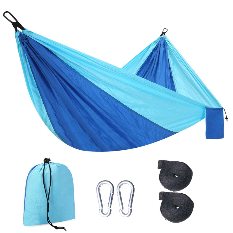 Factory Customized 210T Ripstop Nylon Outdoor Hammock with tree strap load capacity 200KG/440lbs outdoor camping equipment