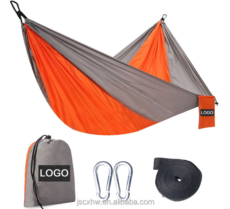 Factory Customized 210T Ripstop Nylon Outdoor Hammock with tree strap load capacity 200KG/440lbs outdoor camping equipment