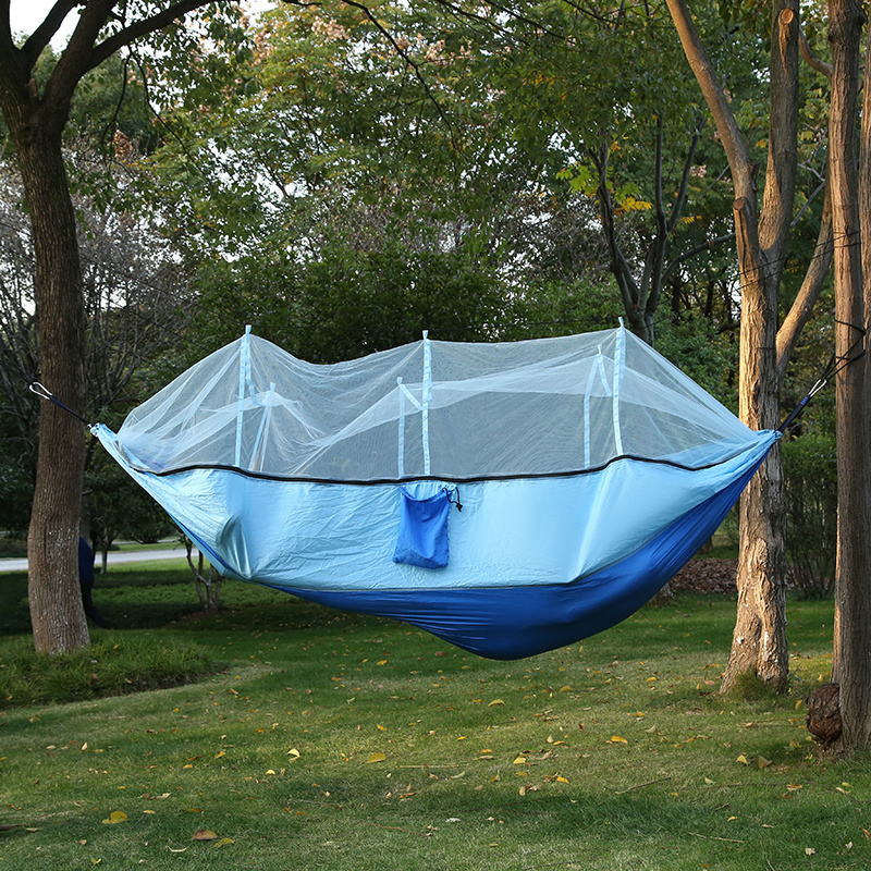 210T parachute nylon lightweight outdoor travel camping hammock with mosquito net and rain fly tarp