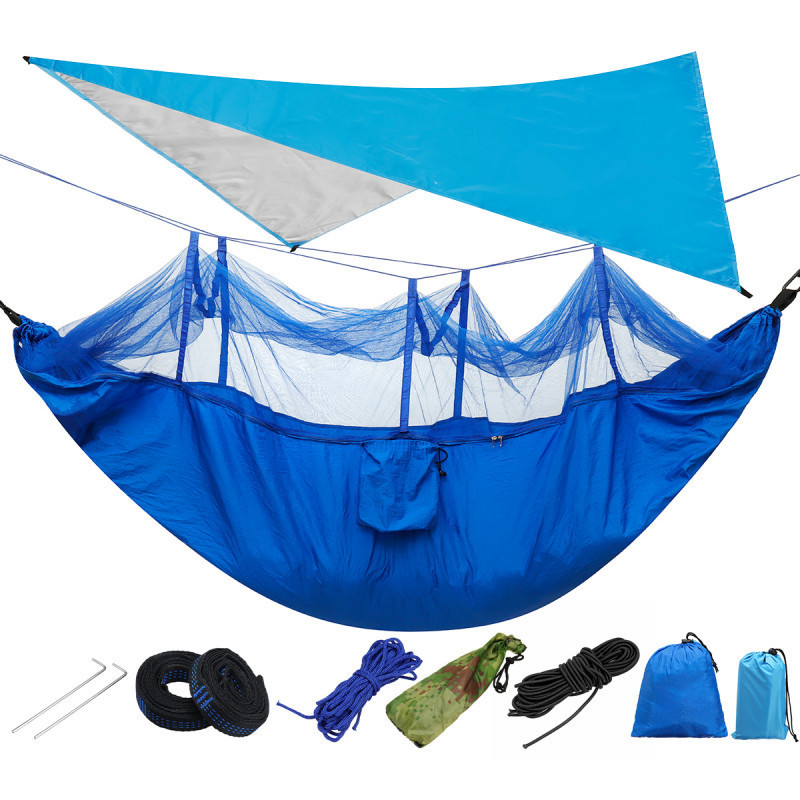 210T parachute nylon lightweight outdoor travel camping hammock with mosquito net and rain fly tarp