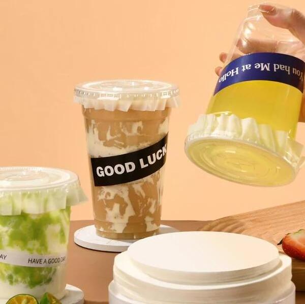 Disposable Coffee Sealing Paper Drink Gasket Milk Tea Leak-proof Paper Film Takeaway Packaging Spill proof Paper