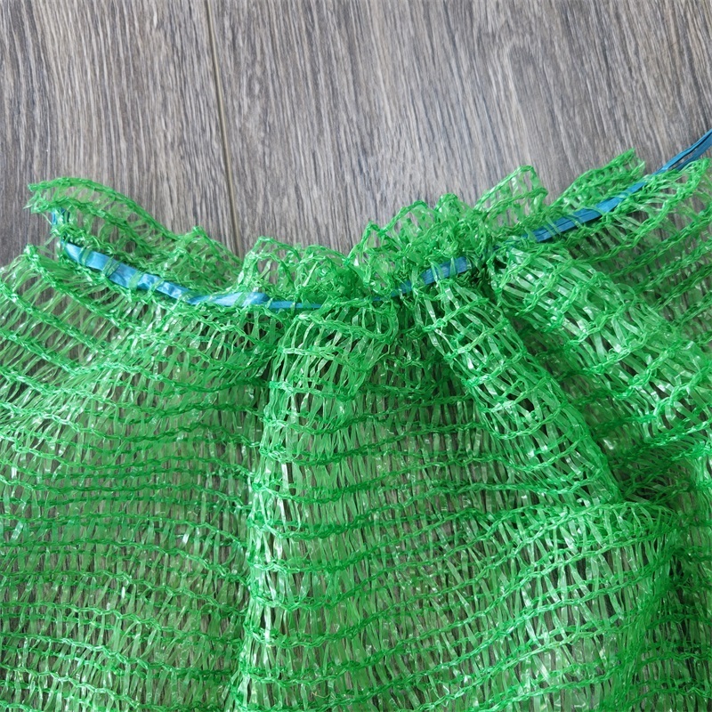 Drawstring pp tubular fabric fruit vegetable knitted net mono raschel mesh bag roll with tie string