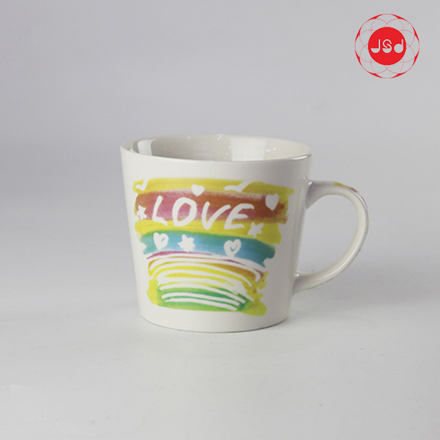 Creative Design Colorful Decal Printed Ceramic Coffee Mug Cup