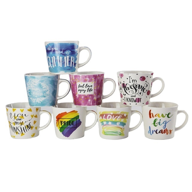 Creative Design Colorful Decal Printed Ceramic Coffee Mug Cup