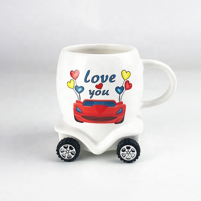 Handmade Car mug with wheel ceramic mugs funny cool mug