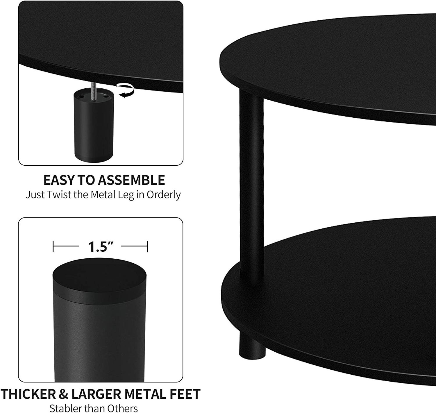 Dilun Customized Round Table with Open Storage Shelf for Office, Home, Reception Room