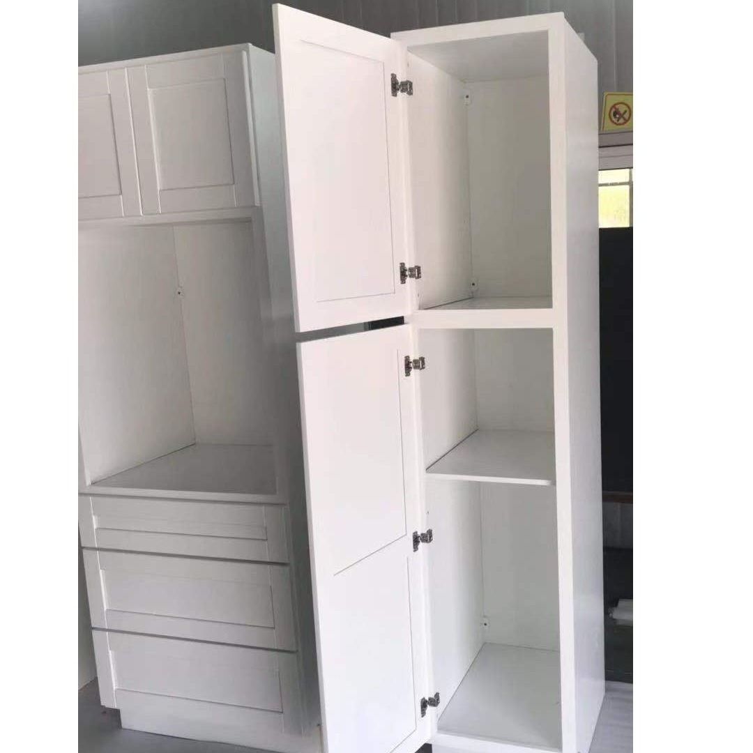 China Tall Kitchen Pantry Cabinet Solid Wood Pantry Cabinet White Color Modern Design