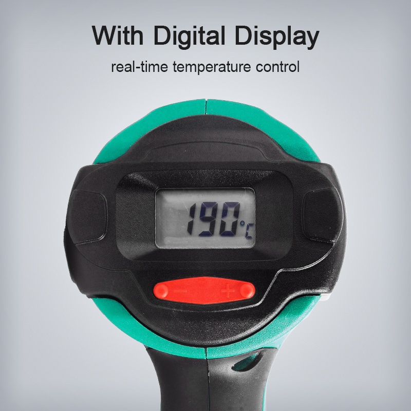 High quality 3-gear adjustable temperature and air flow heat gun with digital display