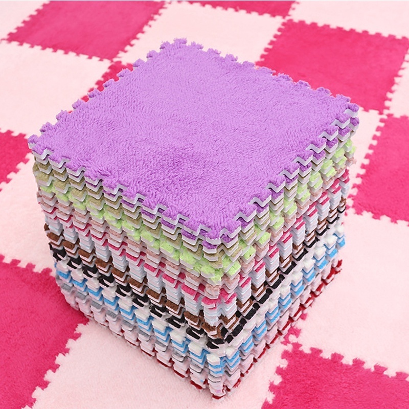 Custom Indoor Bedroom Child Crawling Playing Square Thick EVA Foam Floor Carpet Plush Puzzle Mat For Kids