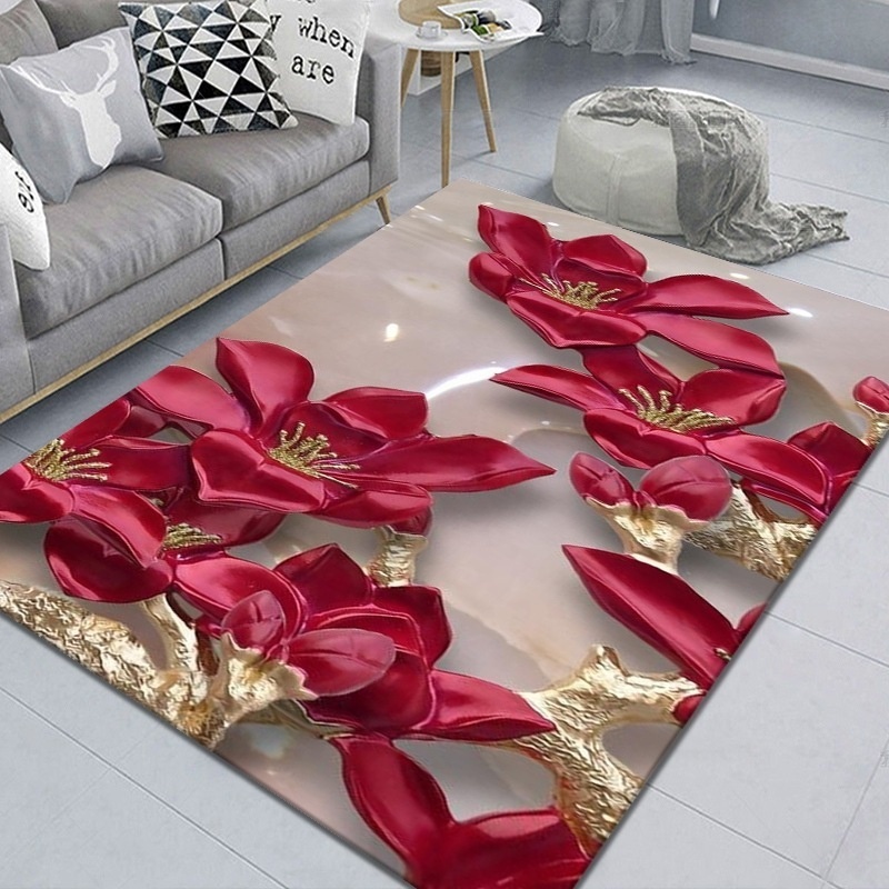 Hot Sale Popular Living Room Decorations Floor Mat Home Center Rug Flower Design 3D Print Carpet