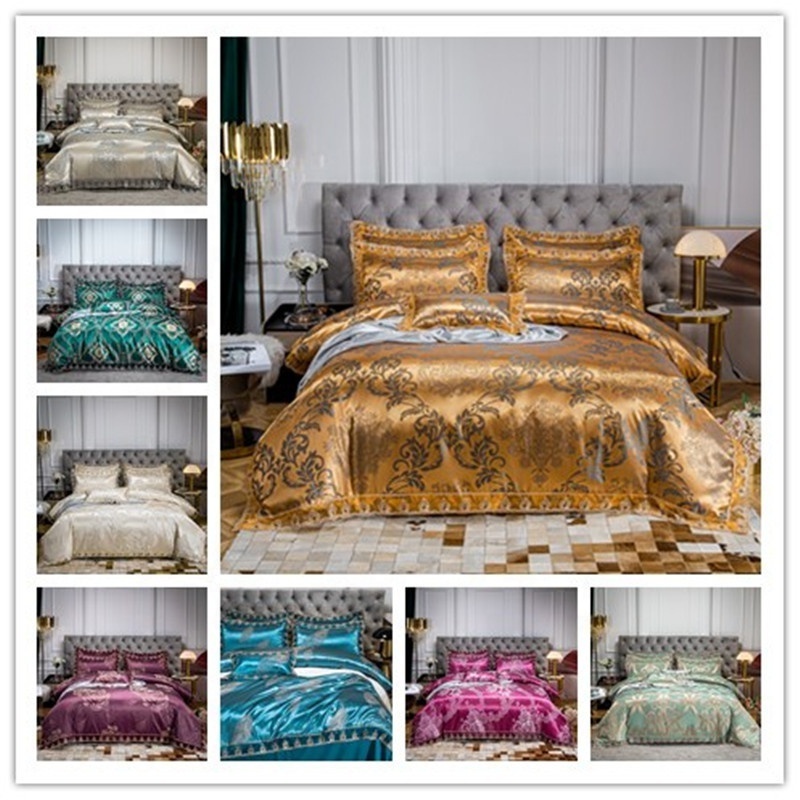 New Satin Jacquard Four-piece Set Customized Bedsheets Comforter Bedding Set