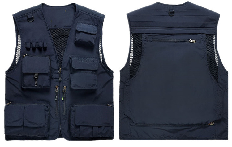 SD SevenDosong Custom Print Embroidery Logo Men Work Cargo Photographer Black Mesh Utility Multi-pocket Vest