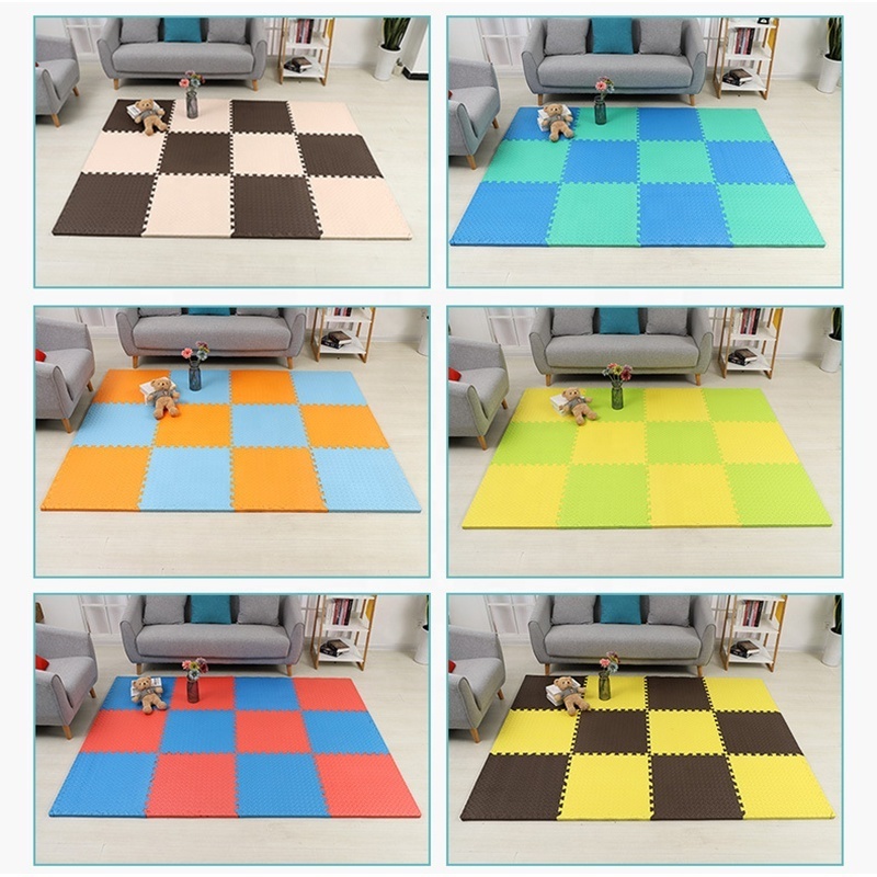 Custom Indoor Bedroom Child Crawling Playing Square Thick EVA Foam Floor Carpet Plush Puzzle Mat For Kids