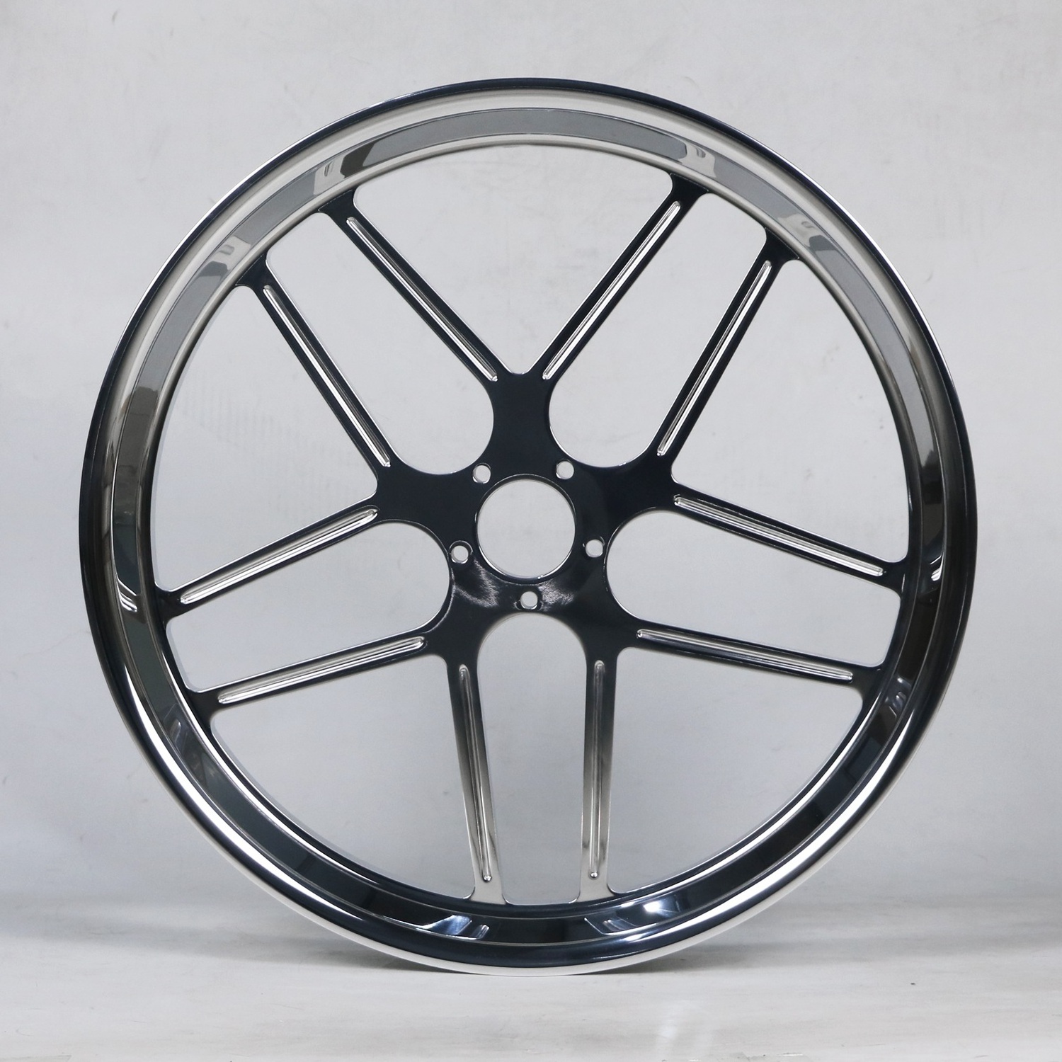 Motorcycle Modification Wheel 26-inch Aluminum Wheel Cutting Black and White Anode Forged Aluminum Wheel Rim