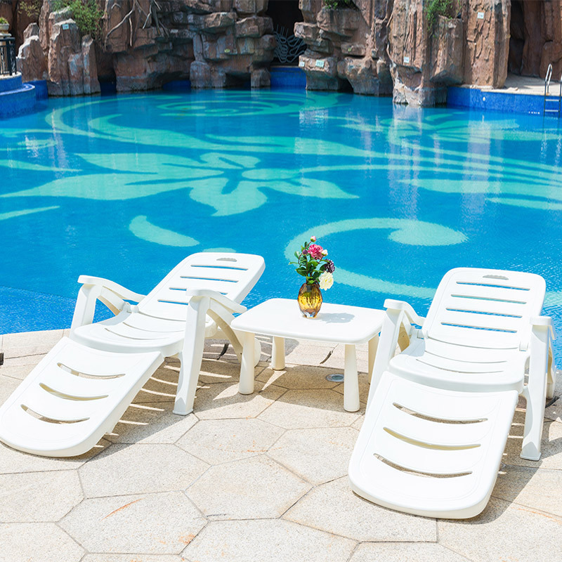 Manufacturer Outdoor Garden Furniture Plastic Sun Loungers Beach Hotel Swimming Pool Chair