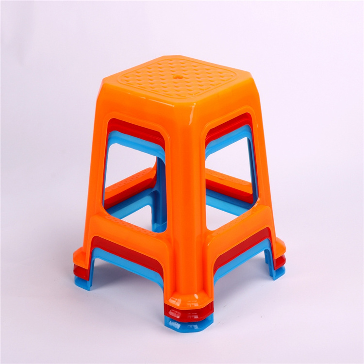 Factory Sales Living Room Square Plastic Stool Portable Red Blue Orange Stack Plastic Garden Stool