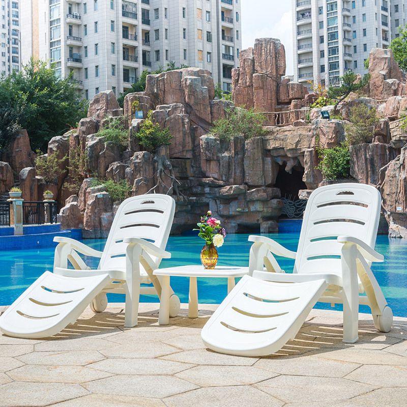 Manufacturer Outdoor Garden Furniture Plastic Sun Loungers Beach Hotel Swimming Pool Chair