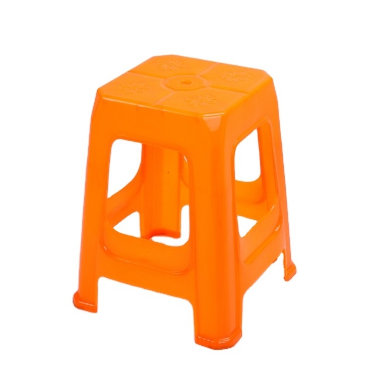 Factory Sales Living Room Square Plastic Stool Portable Red Blue Orange Stack Plastic Garden Stool