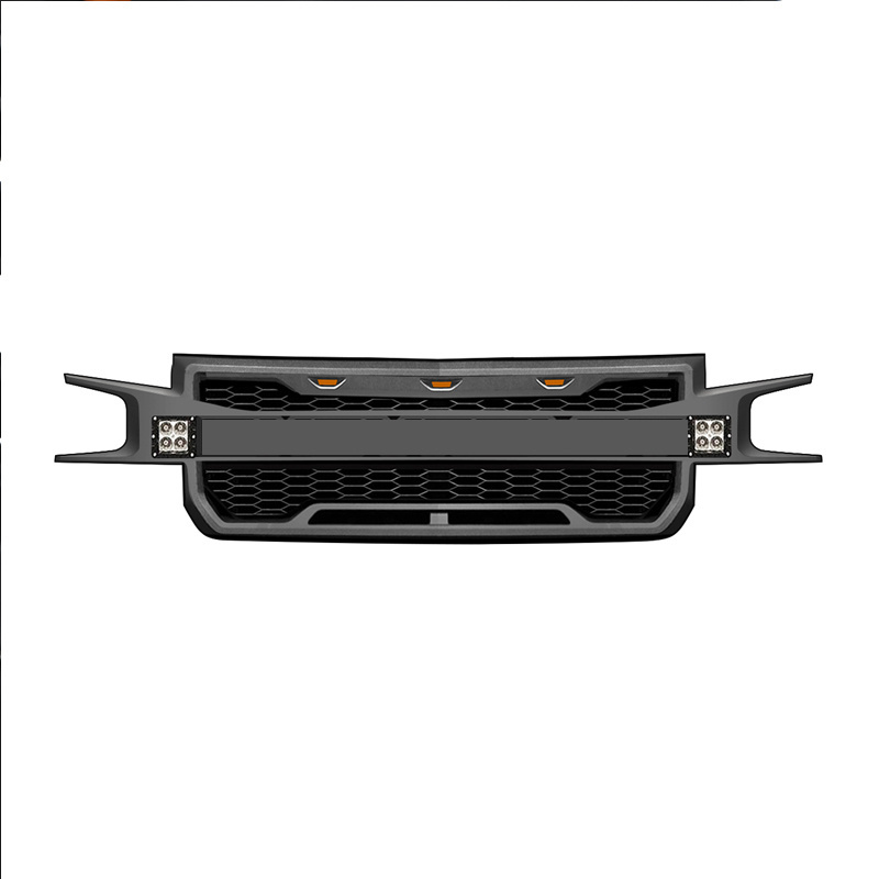 AUTO Replacement ABS Grille Front Hood Grill with Amber LED Lights Fit for Chevy Silverado 1500 2019