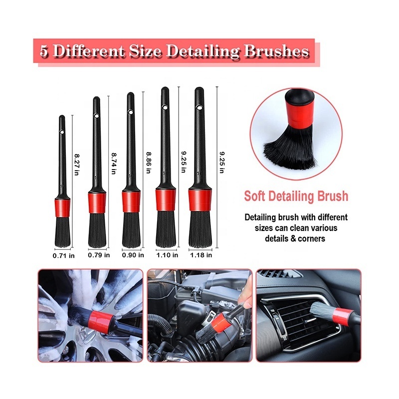 Red 26Pcs Sponge Foam Polishing Pad Washer Car Detailing Brush Set Cleaning Towels Tools Products Car Care and Cleaning