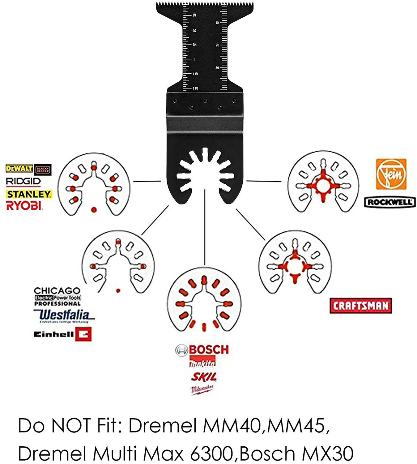 20pcs 44mm Lengthen Universal Wood Oscillating Swing Multi Tool Set Quick Release Saw Blades