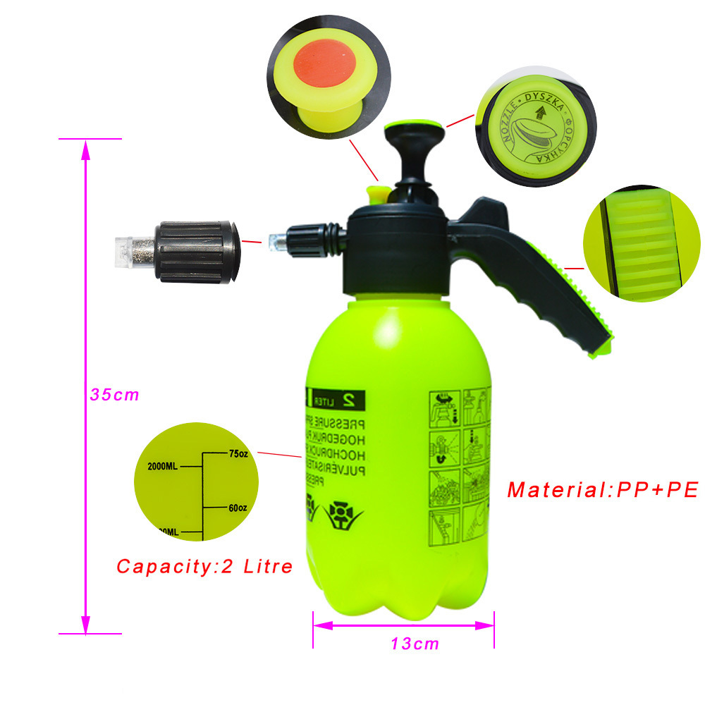 Hand Pump Hand Pressurized Foam Sprayer 2 Litre Pressure Foam Bottle Snow Foam Nozzle Carwash Car window Cleaning