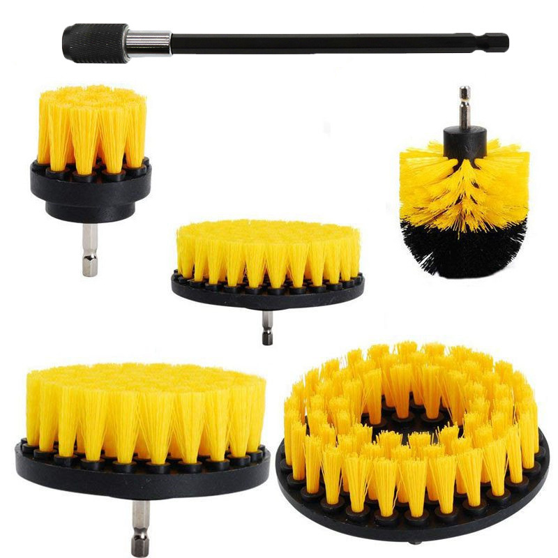 6Pcs Multi Purpose Cleaner Car Detailing Brush Tool Power Scrub Brush Extension Bar Electric Car Cleaning Rim Brush Set